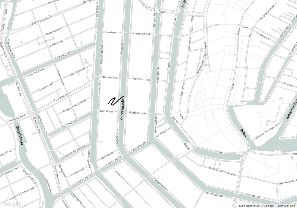 Location of 2 Michelin Star Restaurant Vinkeles, in luxury boutique hotel The Dylan Amsterdam. Kiezersgracht 384 in Amsterdam.