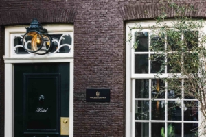 The Dylan Amsterdam entrance, luxury boutique hotel, member of The Leading Hotels of the World (LHW hotel).